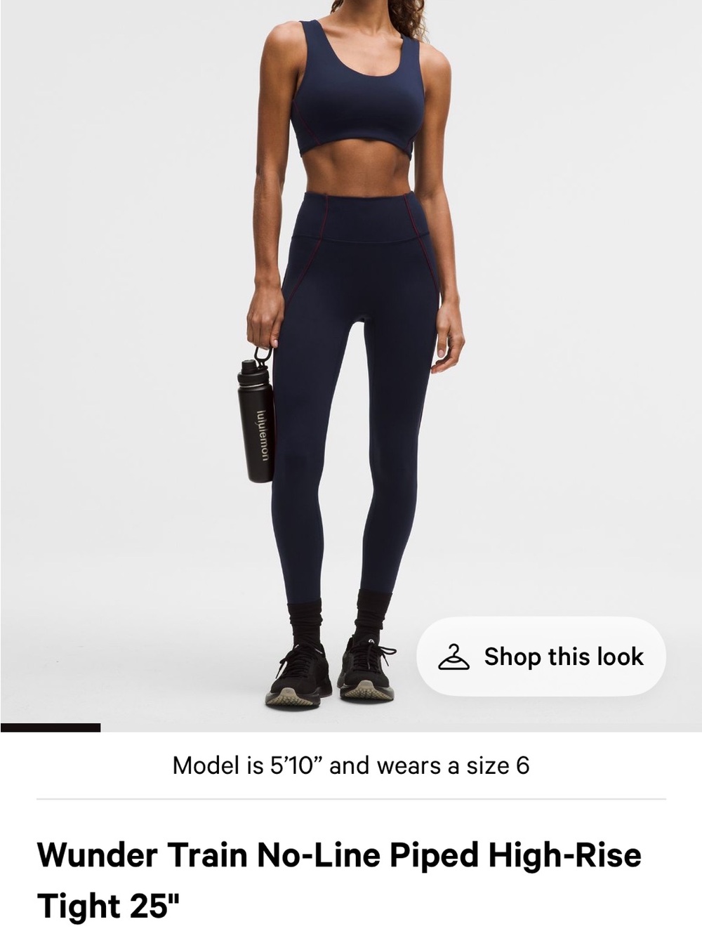 Lululemon Wunder Train No-Line Piped High-Rise Tight 25" size 6